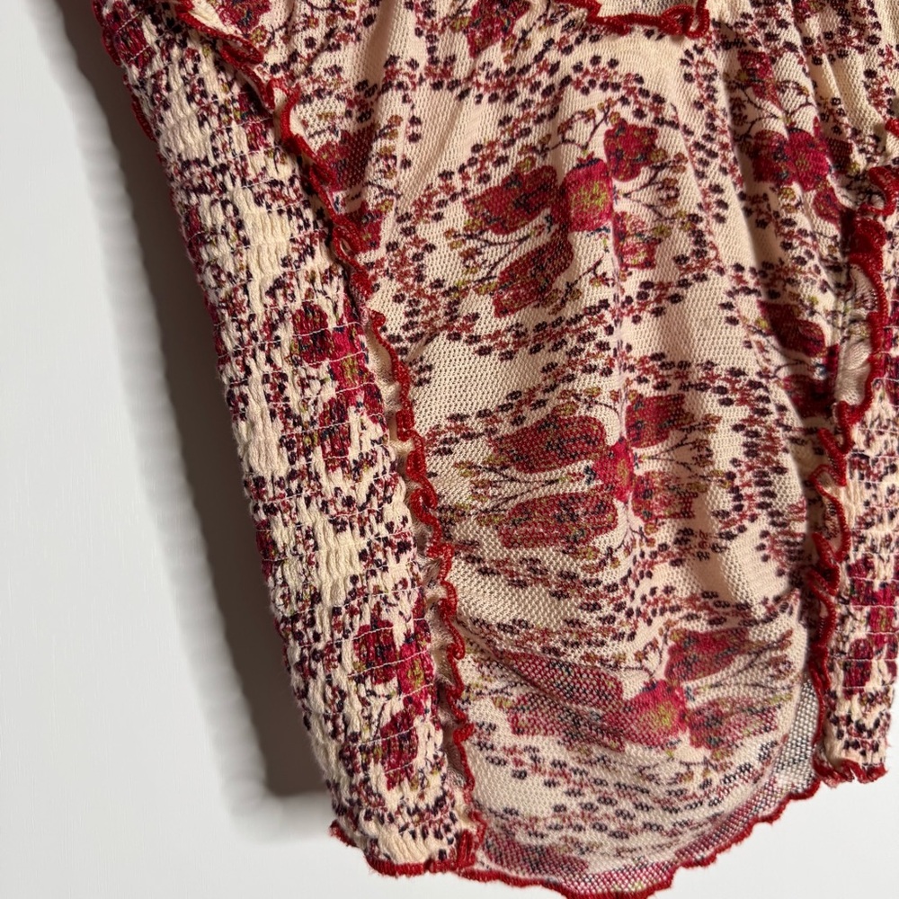 Free People red floral blouse - Picture 3 of 11